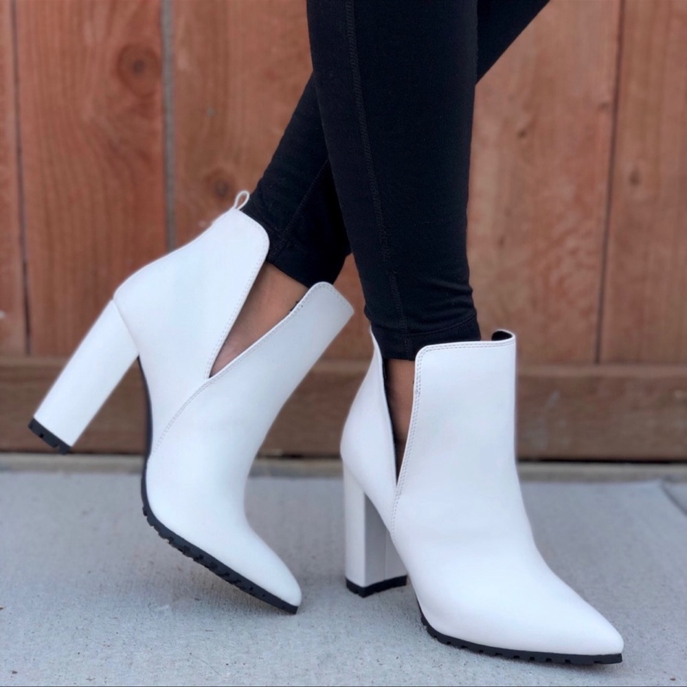 White heeled boots